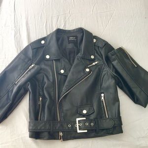 Black Moto Faux Leather Jacket.
